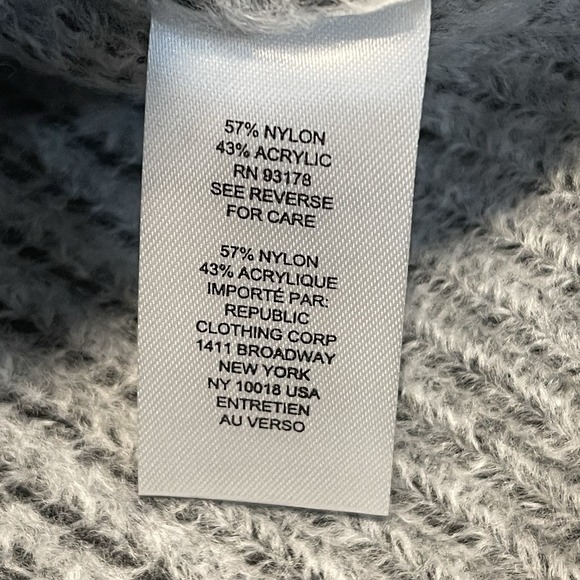 Industry Republic Women's XS Gray Heather Mock Neck Cable Knit Puffed Sleeves - Picture 6 of 11